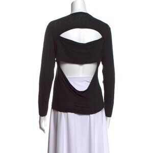 ALC Womens Cutout Long Sleeve Crew Neck Shirt Black Size Small